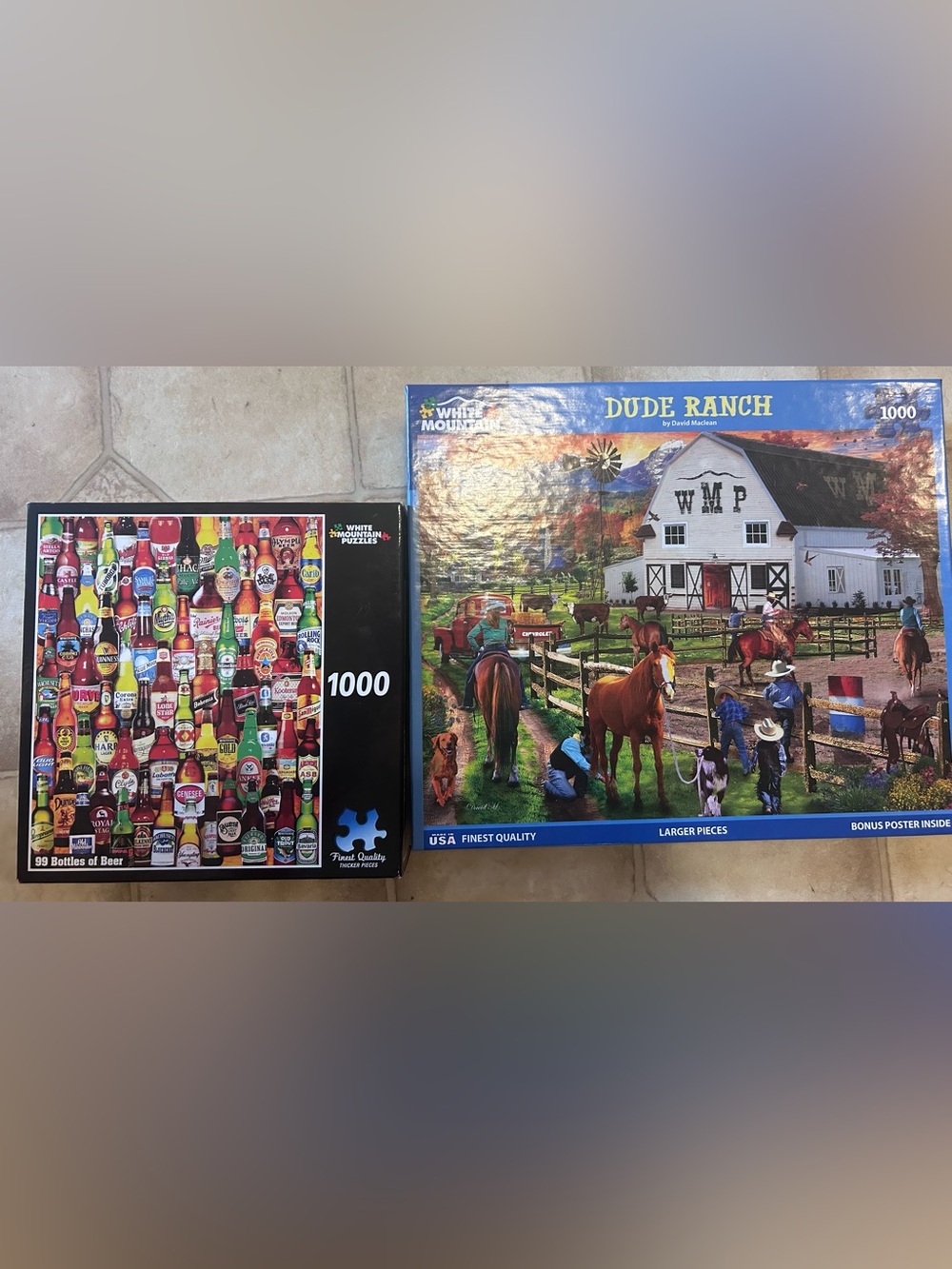 Set of 2 white mountain puzzles
